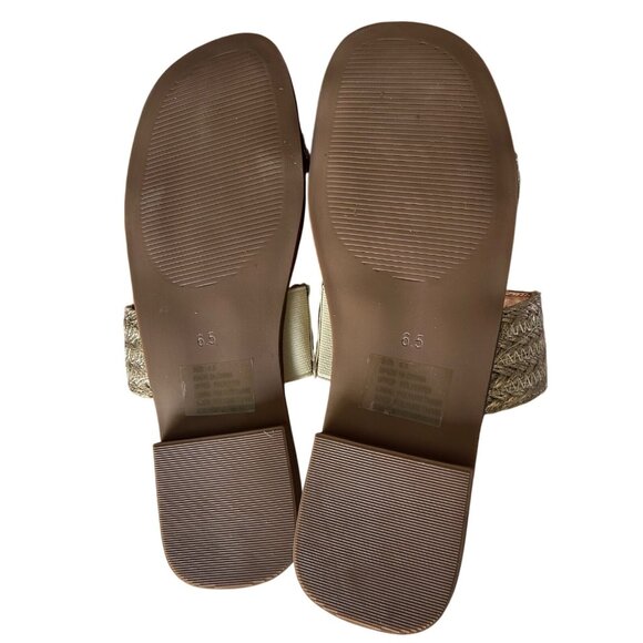 FARYL Carmen Gold Raffia Slides Size 6.5 New In Box - Picture 9 of 10